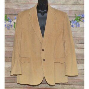 Vintage Circle S Brown Tan Corduroy Jacket Blazer Size 50L Elbow Patches Western
